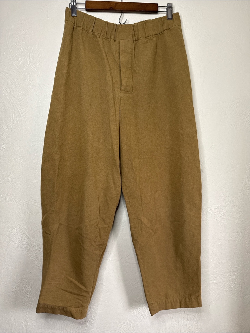 7115 by Szeki Linen Blend Cropped Pull On Pants Minimalist Wide Leg Medium